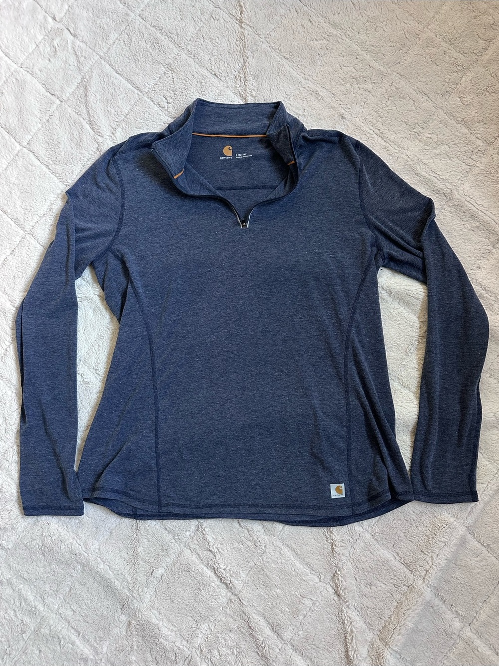 Carhartt | Indigo Heather Force Quarter-Zip Shirt | Size Large (12-14)